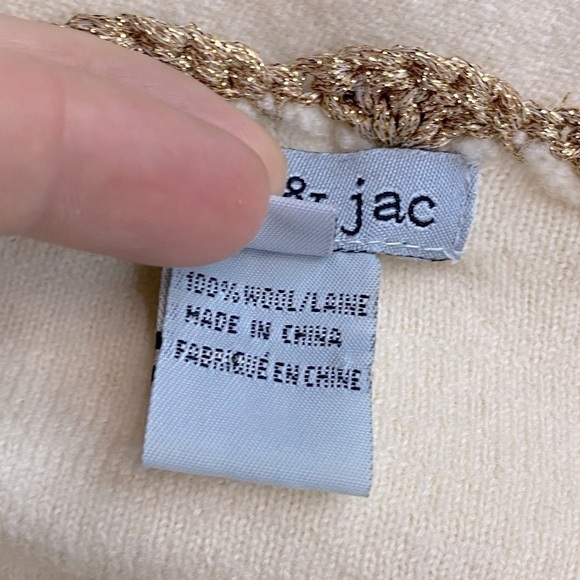 Mac & Jac Ivory Wool Cardigan With Gold  Decorations And Trim L - Picture 7 of 16